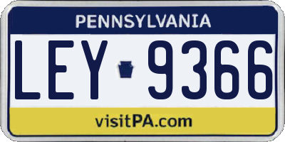 PA license plate LEY9366