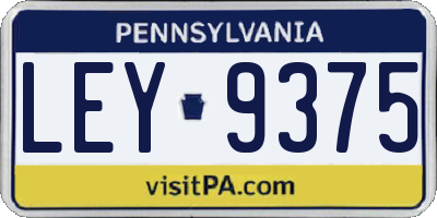 PA license plate LEY9375