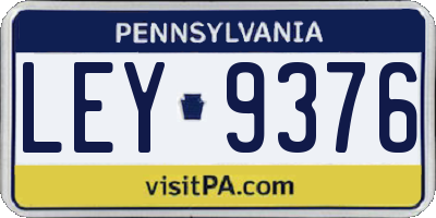PA license plate LEY9376