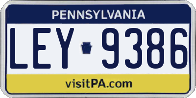PA license plate LEY9386