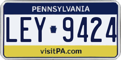 PA license plate LEY9424