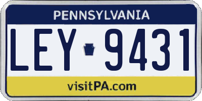 PA license plate LEY9431