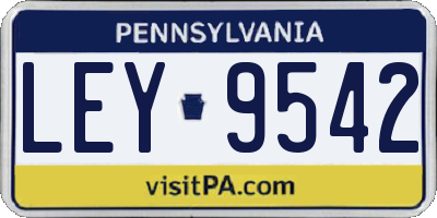 PA license plate LEY9542