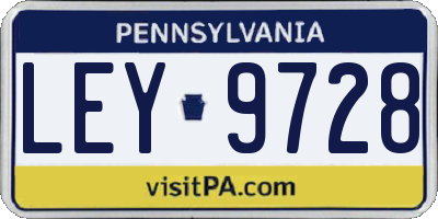 PA license plate LEY9728