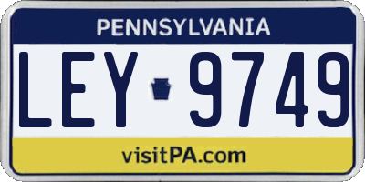 PA license plate LEY9749