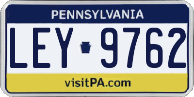 PA license plate LEY9762