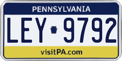 PA license plate LEY9792