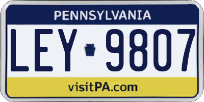 PA license plate LEY9807