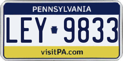 PA license plate LEY9833