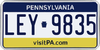 PA license plate LEY9835