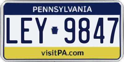 PA license plate LEY9847