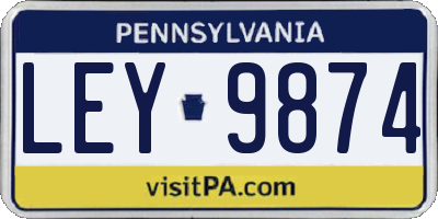 PA license plate LEY9874