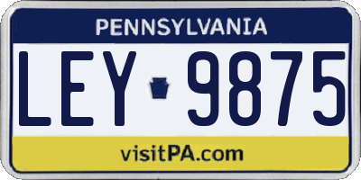 PA license plate LEY9875