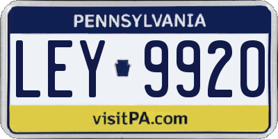 PA license plate LEY9920