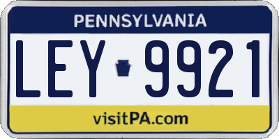 PA license plate LEY9921