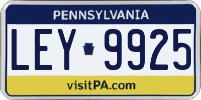PA license plate LEY9925