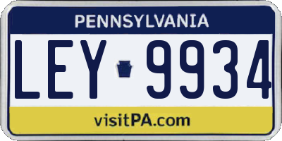 PA license plate LEY9934