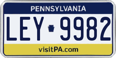 PA license plate LEY9982