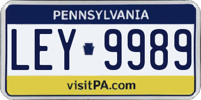 PA license plate LEY9989