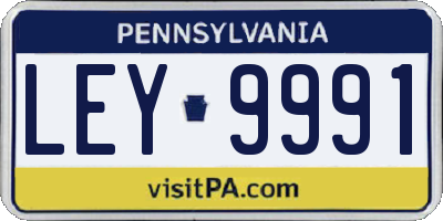 PA license plate LEY9991