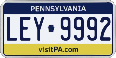 PA license plate LEY9992