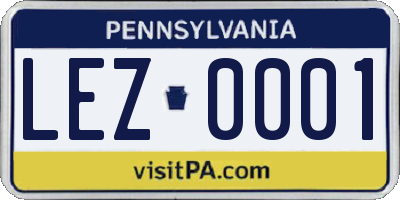 PA license plate LEZ0001