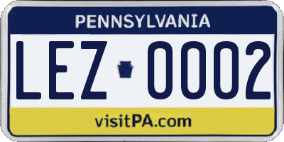 PA license plate LEZ0002