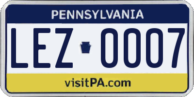 PA license plate LEZ0007