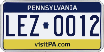 PA license plate LEZ0012