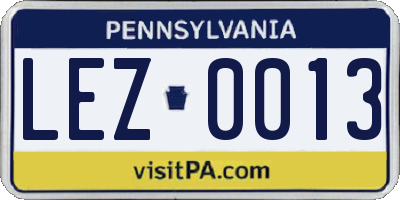 PA license plate LEZ0013