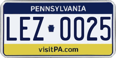 PA license plate LEZ0025