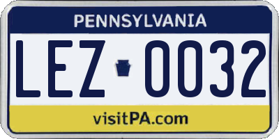 PA license plate LEZ0032