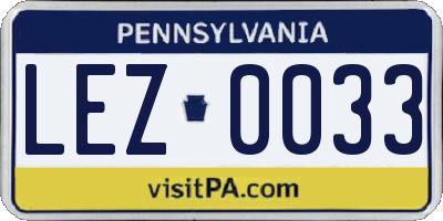 PA license plate LEZ0033
