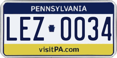 PA license plate LEZ0034