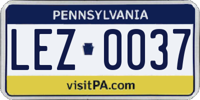 PA license plate LEZ0037