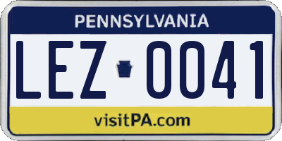PA license plate LEZ0041