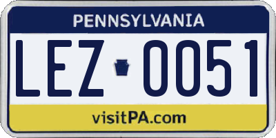 PA license plate LEZ0051