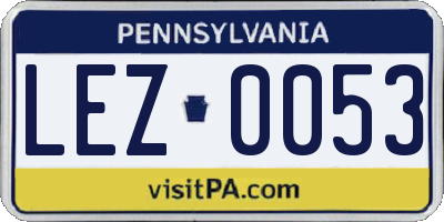 PA license plate LEZ0053
