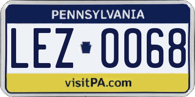 PA license plate LEZ0068