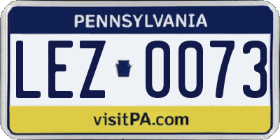 PA license plate LEZ0073