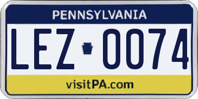 PA license plate LEZ0074