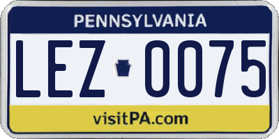 PA license plate LEZ0075