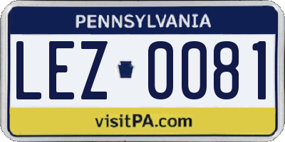 PA license plate LEZ0081
