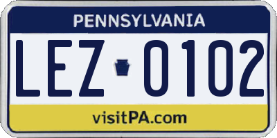PA license plate LEZ0102