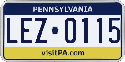 PA license plate LEZ0115