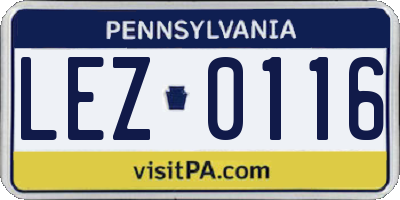 PA license plate LEZ0116