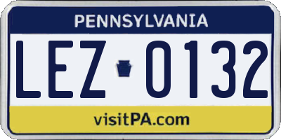PA license plate LEZ0132