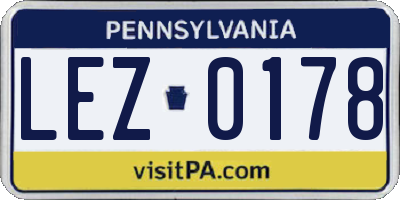 PA license plate LEZ0178