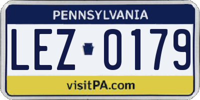 PA license plate LEZ0179