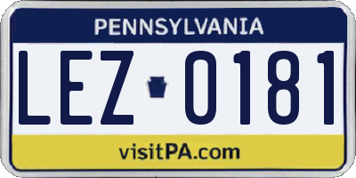 PA license plate LEZ0181